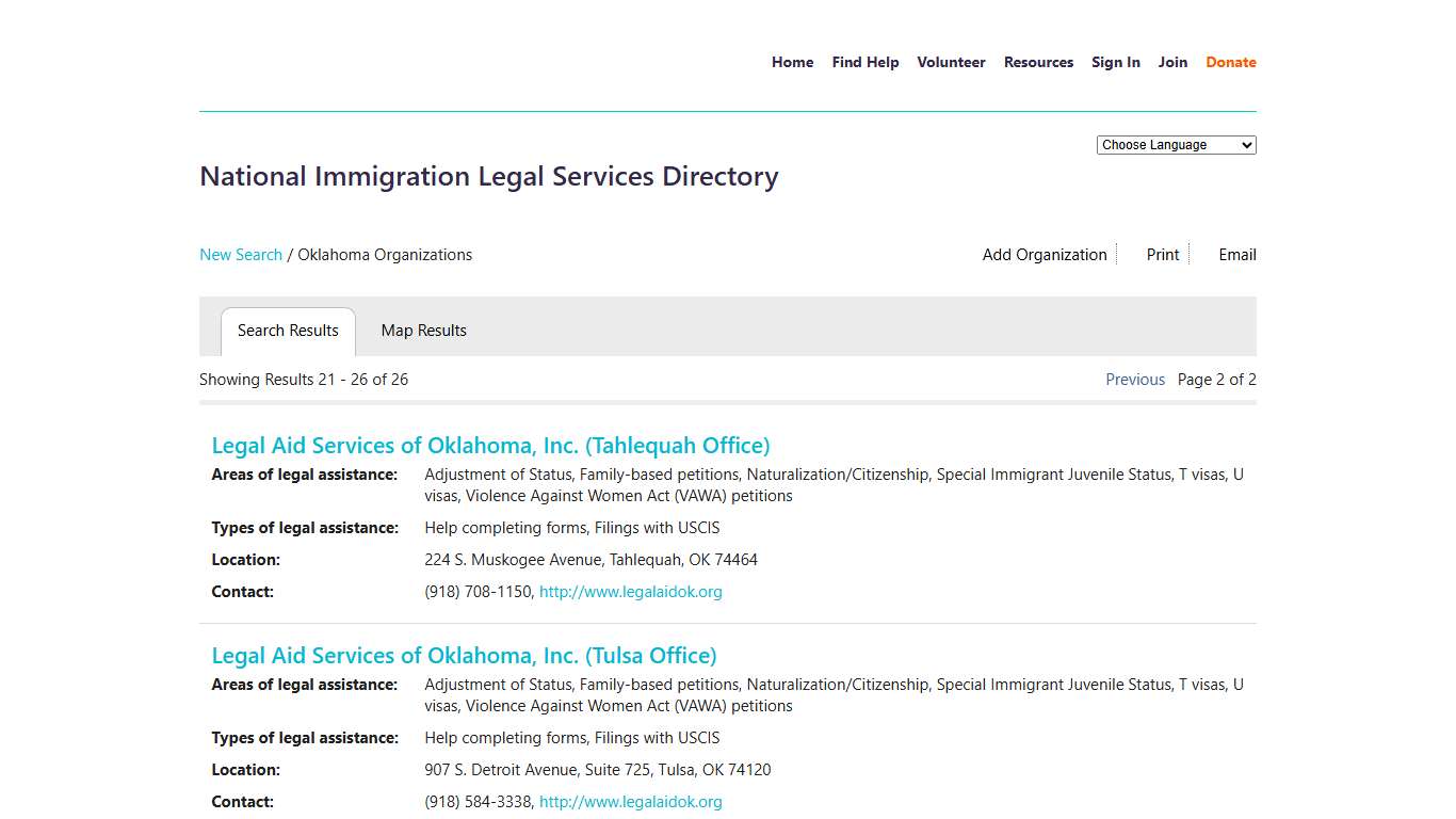 Oklahoma Organizations - National Immigration Legal Services Directory - Nonprofit Resource Center
