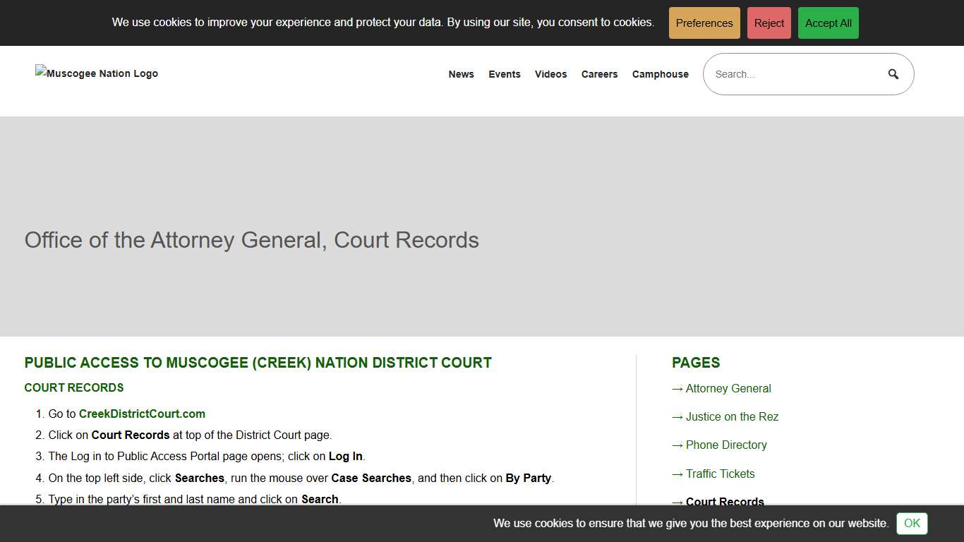 Office of the Attorney General, Court Records MuscogeeNation.com :MuscogeeNation.com